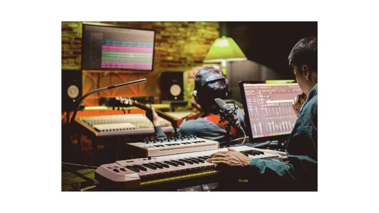 Composer at the keys