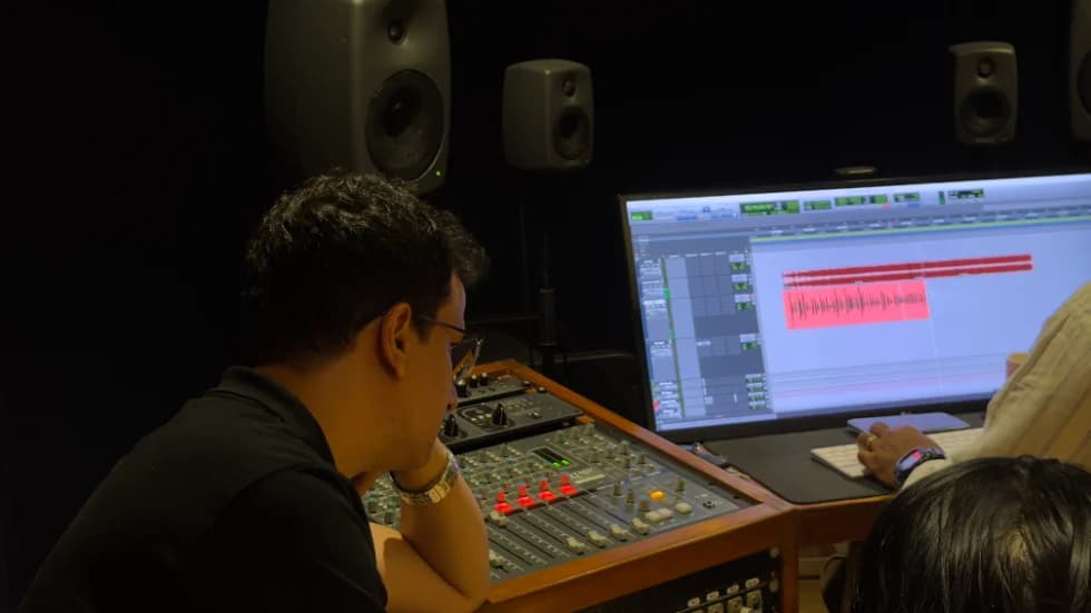 Sound engineer recording session